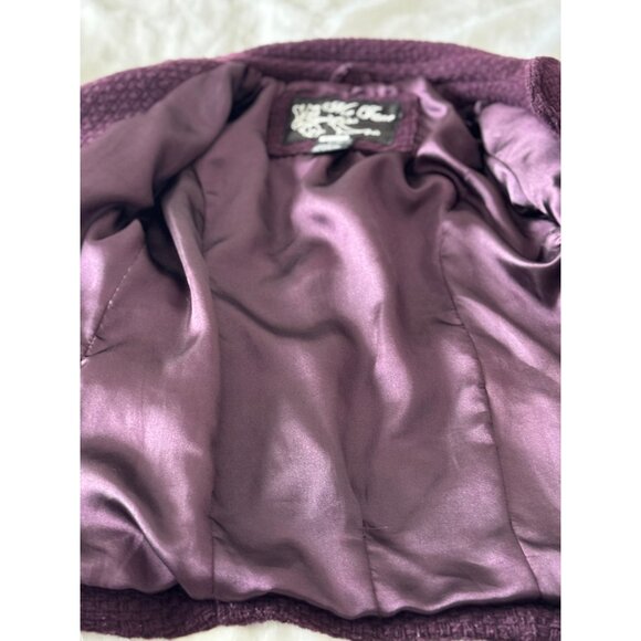 Me Jane Plum Textured Pea Coat - Picture 6 of 9